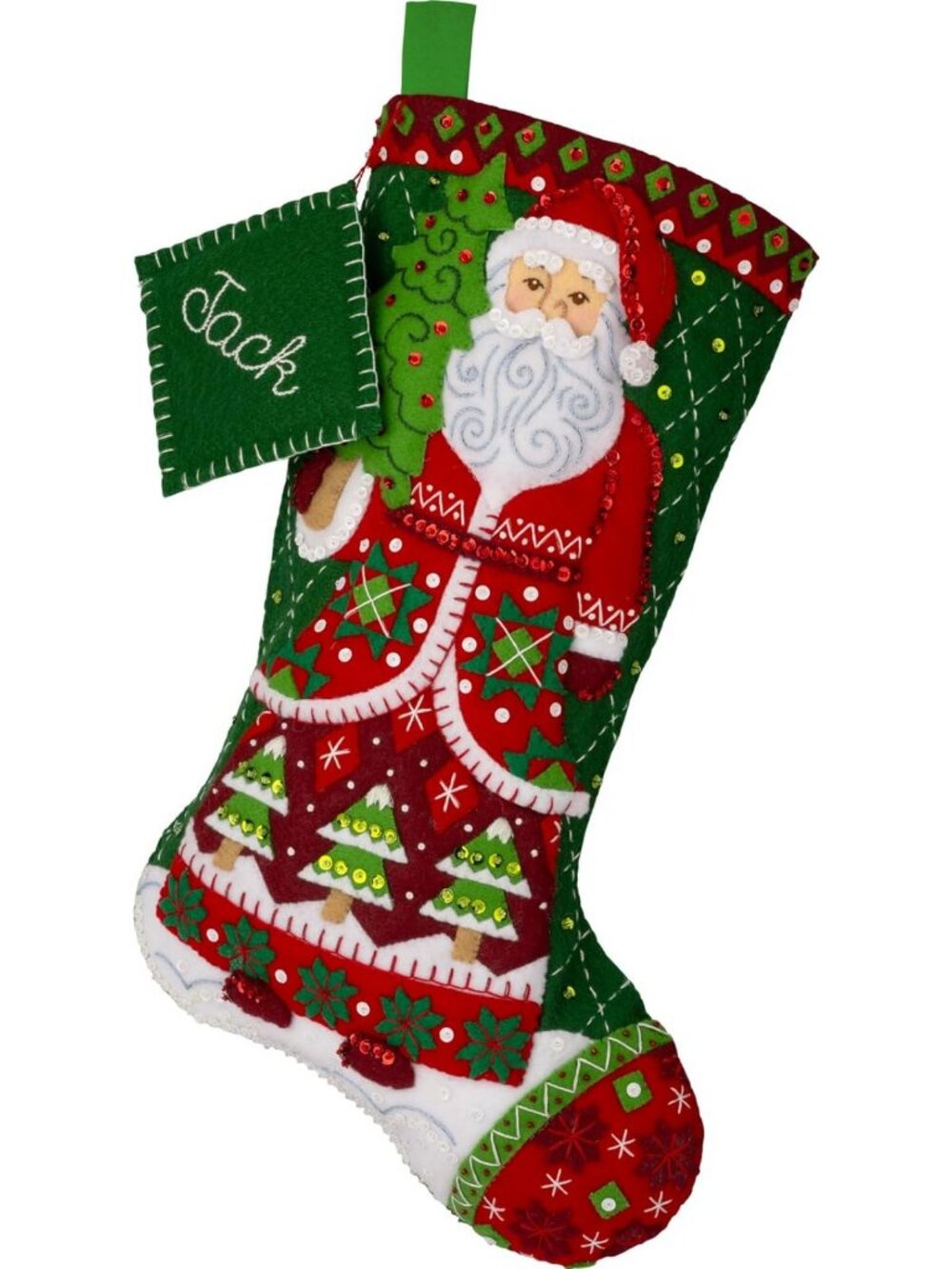 DIY Felt Applique Christmas Stocking Kit - Santa Design, Perfect for Arts